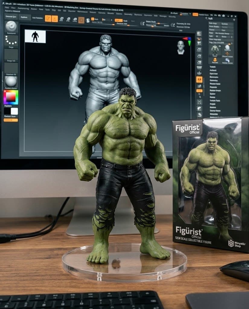 Hulk temalı süper kahraman figürü